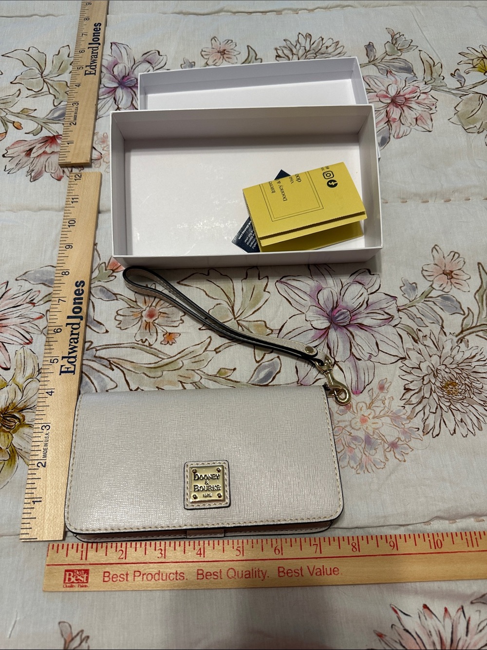 Dooney & Bourke Ecru Saffiano Wristlet phone wallet